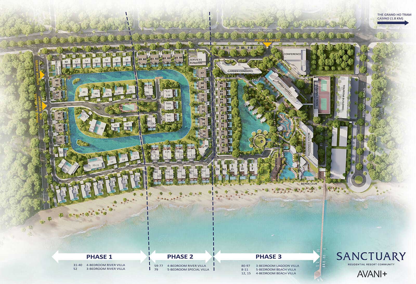 Mặt bằng Sanctuary Hồ Tràm Villas